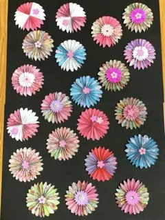 折り紙　和柄春ペーパーファン　21枚 壁面飾りに♪※おまとめ不可