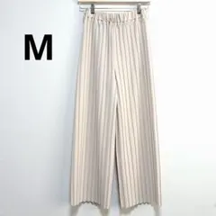 プリーツワイドパンツ ベージュ M ウエストゴム