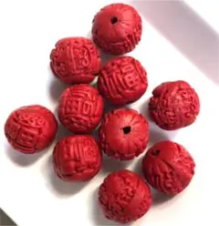 特価品！天然石 辰砂 シナバー 大玉 ビーズ セット 彫刻 古美術 帯留め