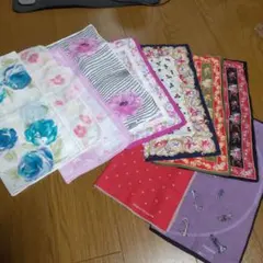中古 ブランドハンカチ 10枚セット 花柄 ドット 楽器