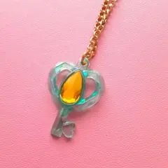 セボンスター　ネックレス　オーロラプラ　ハートのカギ　水色
