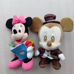 ミニーマウスとミッキーマウス ぬいぐるみセット 約20cm