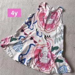 個性的◎ 柄ワンピース 4y 子ども服
