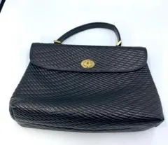 BALLY バリー キルティング ボストンバッグ レザー ブラック シルバー金具 バリー キルティング ハンドバッグ ワンハンドル ターンロック 金具