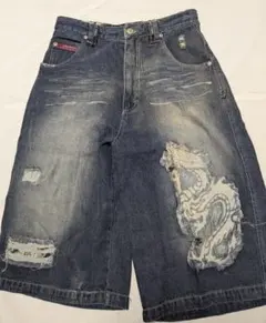 00s DOG TOWN 黒龍 綿麻 デニムバギーショーツ ショートパンツのサムネイル