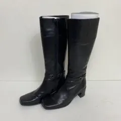 ★ ing イング ロングブーツ ブラック 241/2 サイドジップ 5㎝ヒール