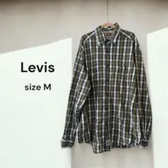 美品　古着　リーバイス　チェック　シャツ　M ネイビー　イエロー