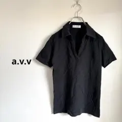 a.v.v 半袖襟付きカットソー コットン100% 黒 38のサムネイル