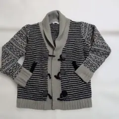 本日中セールLEPSIMショールカラーカーディガン ダッフルボタン ボーダー