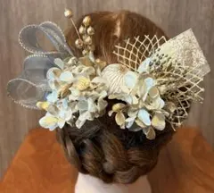 【SALE】髪飾り ドライフラワー 成人式 卒業式 結婚式 リボン H011