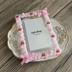 191♡ ホイップデコ トレカケースデコ B7 ミルキーピンク さくらんぼ