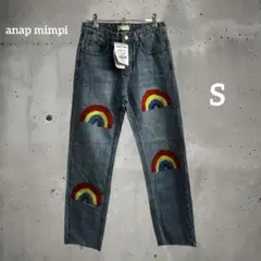 8f12 anap mimpi アナップミンピ レインボー刺繍デニムパンツのサムネイル