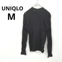 ユニクロ▶カットソー M 黒 綿96% 伸縮性あり 定番 シンプル 着回し◎