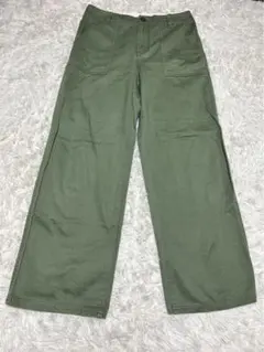 アースミュージック＆エコロジー　M　カーキ　ワークパンツ　ストレート　ゴム