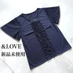 専用！&LOVE マサミサトミ半袖Tシャツ ネイビー フリル リボン新品未使用のサムネイル