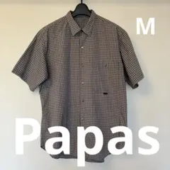 ラストサマーセール⭐︎お値下げ中‼️Papas パパス チェック 半袖シャツ M