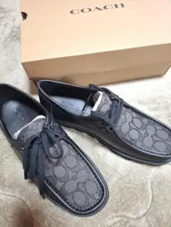 COACH チャッカーシューシグネチャーキャンバス チャコール/ブラック