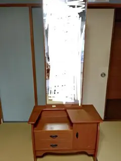 昭和レトロ 姫鏡台 卓上ドレッサー 和風 木製 化粧台 小引き出し