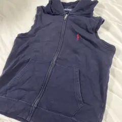 Ralph Lauren フード付きジップアップベスト 160 ネイビー