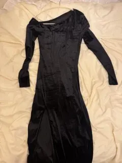 オフショルダーベルベットドレス ブラック