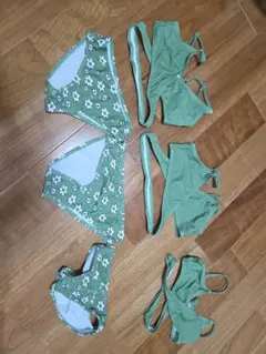 けします。様専用☆90 100 110緑色フラワープリントビキニセット