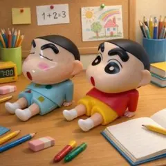 ⭐【新品未使用】クレヨンしんちゃん　ミニフィギュア　スマホスタン 2体セット