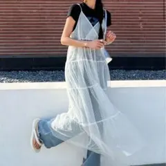 SHEIN DAZY シアーキャミワンピース ホワイト