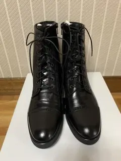 レザー ブラック レースアップブーツのサムネイル
