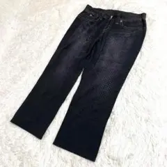 黒 スキニーパンツ デニム　ジーンズ柄　伸びる ウエストゴム