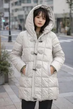 【当日発送】フード付きライトグレーダウンジャケット