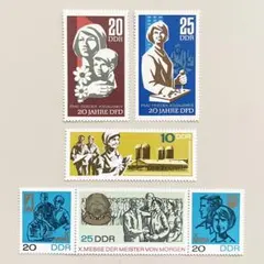 【週末限定100円引】外国切手6種（東ドイツの切手）