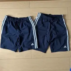 adidas 3本ライン ハーフパンツ ネイビー 2枚セット