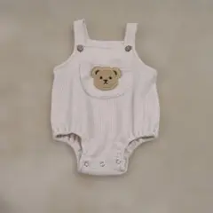 クマ刺繍付きロンパース 70