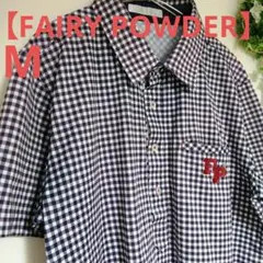 【FAIRY POWDER】半袖 ポロシャツ チェック 総柄 M 白 黒 2