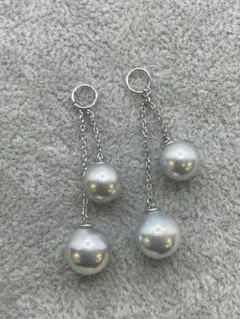 k18WG あこや真珠 ネックレストップ　チャーム 9mm パール ブルーグレー