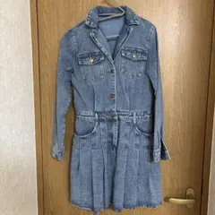 デニム　ジャケットスタイル ミニワンピース