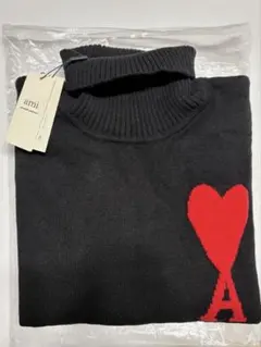 ami 黒 ハート刺繍 セーター