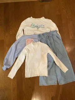 キッズ服セット ホワイト・ライトブルー 130センチ