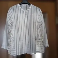 TheSECRETCLOSET 日本製 コットンシルクボーダーシャツブラウス S 
