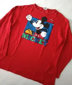 90’s ディズニー ミッキーマウス ロングTシャツ 赤