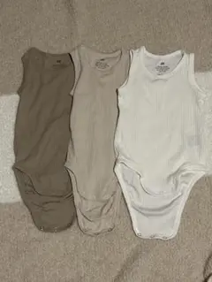 H&M コットンジャージー ノースリーブボディスーツ 3枚セット 80cm