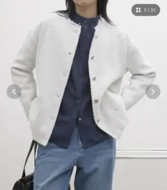 Aunt Marie's アンドマリーズ　ツイードノーカラージャケット