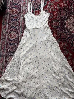 ZARA 水色ドット キャミソールロングワンピース