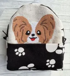 専用　ハンドメイド　刺繍　パピヨン　うちの子　ミニバッグ　犬 ハンドメイド 刺繍 パピヨン うちの子 犬 ミニリュック型ポーチ - メルカリ