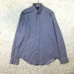 ザラマン 長袖シャツ 小花柄 BD コットン100%（L）ライトグレー ゆったり