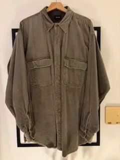 BEAMS コーデュロイシャツ 長袖 カーキ L