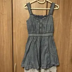 axes femme デニムワンピース レース フリル ガーリー