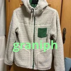 グラニフ　リバーシブル　パーカー　杢調　ボア　グリーン　フリース　ボアジャケット