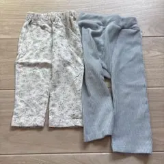 アプレクルール 80.90サイズ 花柄とリブ素材のパンツ2枚セット