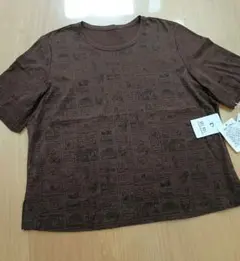 新品タグ付き￥1.6万　コミック柄　半袖Tシャツ 　綿100%　茶色